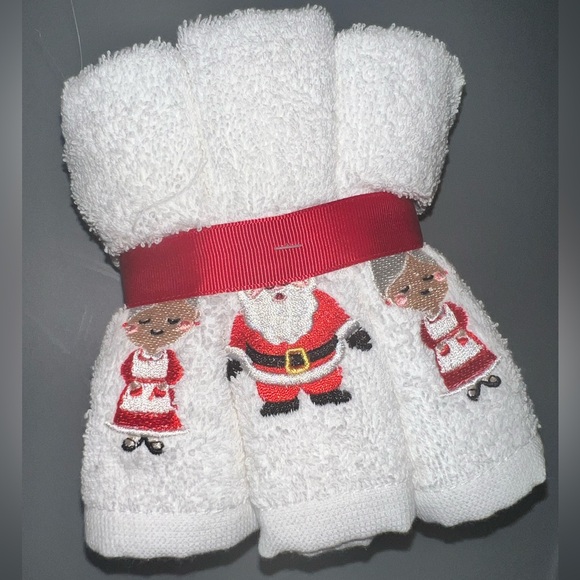 KASSAFINA washcloth 6 pc HOME COLLECTION bath kitchen Santa Mrs Claus tiny towel - Picture 3 of 5
